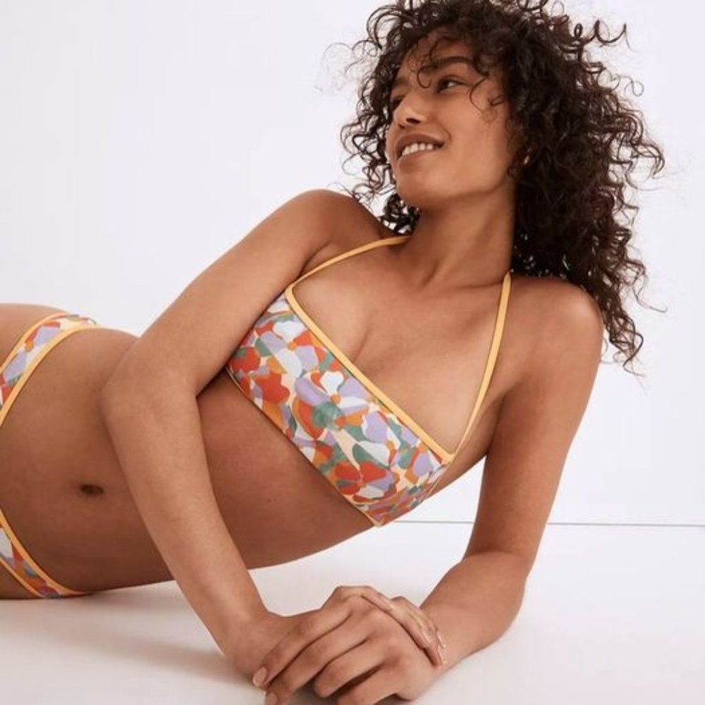 NEW Madewell x OOKIOH Calabria Bandeau Bikini Top in Floral Print Small & Medium